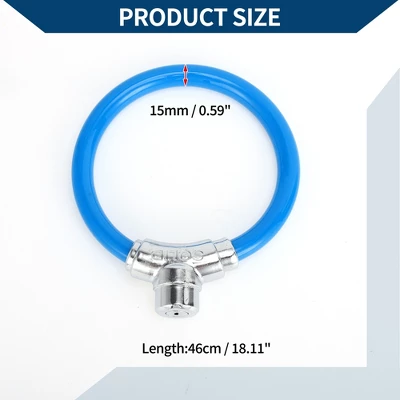 Unique Bargains Bicycle Lock Portable Ring Cable Anti-Theft Bike Lock Mini Ring Lock Blue 3 Unique Bargains Bicycle Lock Portable Ring Cable Anti-Theft Bike Lock Mini Ring Lock Blue - Image 3