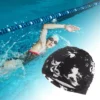 Unique Bargains Nylon Martial Arts Pattern Swim Cap Black White 1 Pc