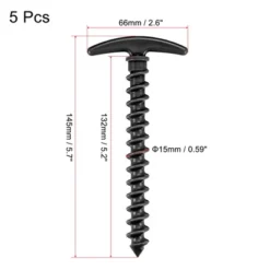 Unique Bargains Outdoor Camping Canopy Tarp Hiking T Shape Spiral Plastic Ground Tent Stakes 5 Packs