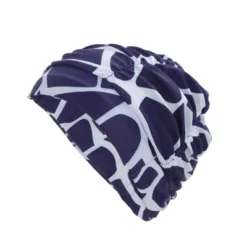 Unique Bargains Nylon Pleated Style Swimming Cap Navy Blue White 1 Pc -Outdoor Sports Series GUEST 10e3991a 3178 47ed 99f3 384fd9410b2e