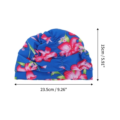 Unique Bargains Polyester Lilies Pattern Swim Cap 5.91"x9.25" Blue Pink 1 Pc 3 Unique Bargains Polyester Lilies Pattern Swim Cap 5.91"x9.25" Blue Pink 1 Pc - Image 3