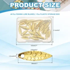 Unique Bargains Metal Curved Fishing Spinner Baits With Storage Box 40 Pcs