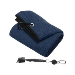 Unique Bargains Microfiber Waffle Tri-Fold Golf Towel With Groove Cleaner 1 Set 20"x16" -Outdoor Sports Series GUEST 1a033f08 98ee 4013 8b60 88550283a98c