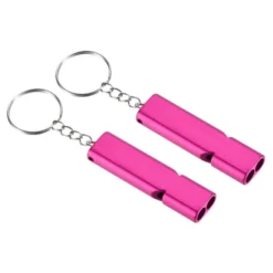 Unique Bargains Double Tubes Loud Aluminum Whistle With Lanyard Keychain 2 Pcs -Outdoor Sports Series GUEST 1b4bfe52 555a 46f3 a698 eadb99abf3f3