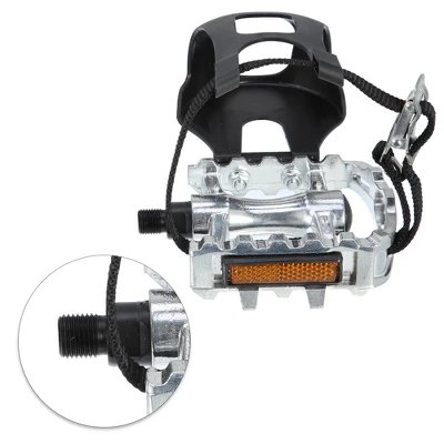 Unique Bargains Bicycle Pedals 1/2'' Spindle Platform With Toe Clips Fixed Foot Strap Cycling Parts Black Silver Tone 1 Pair 5 Unique Bargains Bicycle Pedals 1/2'' Spindle Platform With Toe Clips Fixed Foot Strap Cycling Parts Black Silver Tone 1 Pair - Image 5