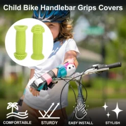 Unique Bargains Child Bike Handlebar Grips Covers 3.94" Green 1 Pair