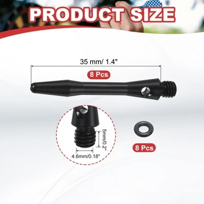 Unique Bargains 2BA Thread Aluminum Dart Shafts With Rubber Rings For Steel Tip 8 Pcs 1 Unique Bargains 2BA Thread Aluminum Dart Shafts With Rubber Rings For Steel Tip 8 Pcs