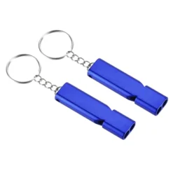 Unique Bargains Double Tubes Loud Aluminum Whistle With Lanyard Keychain 2 Pcs -Outdoor Sports Series GUEST 1cd00a83 0817 412a b897 962d755bd0dc