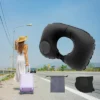 Unique Bargains Inflatable Travel Pillow Press To Inflate For Airplane Train Office