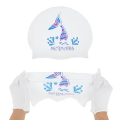 Unique Bargains Silicone Mermaid Tail Pattern Waterproof Swim Cap White Blue 1 Pc -Outdoor Sports Series GUEST 1f17c688 90c1 4cfa b84c 10ff472e8842