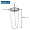 Unique Bargains Double Wall Acrylic With Lid And Straw Clear Tumbler