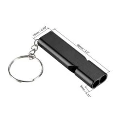Unique Bargains Double Tubes Loud Aluminum Whistle With Lanyard Keychain 2 Pcs