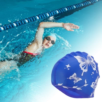 Unique Bargains Durable Silicone Waterproof Swim Cap 2 Pcs 1 Unique Bargains Durable Silicone Waterproof Swim Cap 2 Pcs