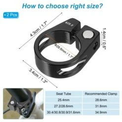 Unique Bargains Aluminum Alloy Quick-Release Mountain Road Bike Seat Post Clamp Black 2 Pcs