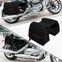 Unique Bargains Quick Release Buckle Waterproof Canvas Motorcycle Saddlebag Side Bag Black 1 Pair