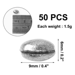 Unique Bargains Oval Shape Saltwater Freshwater Fishing Lead Egg Sinkers 0.4" X 0.2" 50 Pcs