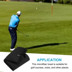 Unique Bargains Microfiber Super Absorbent Waffle Pattern Tri-Fold Golf Towels With D Hooks 4 Pcs 20"x16" -Outdoor Sports Series GUEST 2af1570e aa96 4547 899a 003797149001