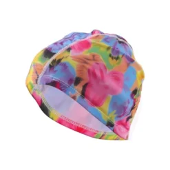 Unique Bargains Polyester Flower Pattern Swim Cap 5.91"x9.25" Pink Blue Yellow 1 Pc -Outdoor Sports Series GUEST 2b0d7b1e 1b21 4072 a707 071077af7409