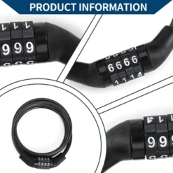 Unique Bargains Bicycle Lock Security Cable Lock 4 Digit Combination Chain Bike Lock Black