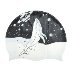 Unique Bargains Silicone Waterproof Kunpeng Print Swim Cap Black White 1 Pc -Outdoor Sports Series GUEST 31ead450 599b 47b9 9800 10b9af5d5ca7