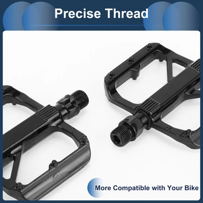 Unique Bargains Cycling Bike Pedal 9/16" Spindle Aluminum Alloy For Road Mountain BMX MTB Bike Black 3 Unique Bargains Cycling Bike Pedal 9/16" Spindle Aluminum Alloy For Road Mountain BMX MTB Bike Black - Image 3