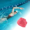 Unique Bargains Polyester Polka Dots Pattern Swim Cap 5.91"x9.25" Red White 1 Pc