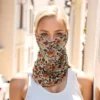 Unique Bargains Floral Printed Earloop Neck Gaiter 1 Pc