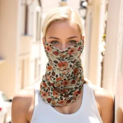 Unique Bargains Floral Printed Earloop Neck Gaiter 1 Pc