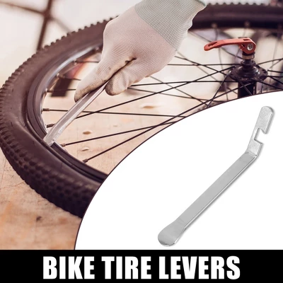 Unique Bargains Bicycle Flat Head Tyre Lever Wrench With Hook Repair Tool Silver Tone 2pcs 1 Unique Bargains Bicycle Flat Head Tyre Lever Wrench With Hook Repair Tool Silver Tone 2pcs