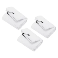 Unique Bargains Super Absorbent Waffle Pattern Tri-Fold Golf Towels With D Clips 3 Pcs -Outdoor Sports Series GUEST 369633c6 1f56 42ad 8413 4c36c084e615