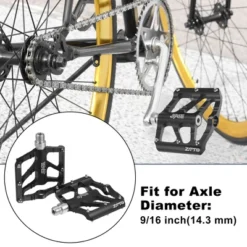Unique Bargains Aluminum Alloy Rear Foot Peg Flat Pedal Footrests Fit 9/16 Inch Axles BMX MTB Bike Black 1 Pair