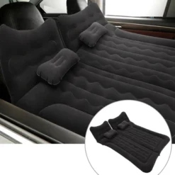 Unique Bargains Car Air Mattress Camping Bed With Pillows Black