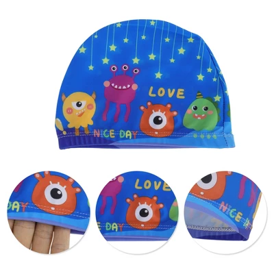 Unique Bargains Kid's Polyester Cartoon Monster Swim Cap Blue Purple Red 1 Pc 2 Unique Bargains Kid's Polyester Cartoon Monster Swim Cap Blue Purple Red 1 Pc - Image 2