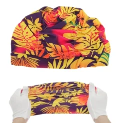 Unique Bargains Nylon Leaves Pattern Swimming Cap Orange Yellow 1 Pc -Outdoor Sports Series GUEST 3a54fb97 723a 45ca 8071 80fb23039f47