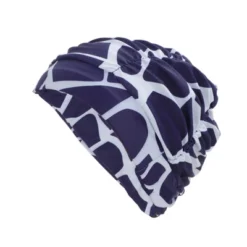 Unique Bargains Nylon Pleated Style Swimming Cap Navy Blue White 1 Pc -Outdoor Sports Series GUEST 3b12e005 2bce 4b1a ae55 210e93140f6b
