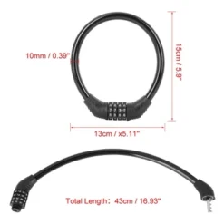 Unique Bargains Security 4 Digit Resettable Combination Bike Cable Lock 16.93"x0.39"