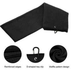 Unique Bargains Microfiber Waffle Golf Towels 3 Pcs With Club Cleaning Brush And Divot Tool 16"x16" -Outdoor Sports Series GUEST 3ef98108 13bc 4b32 b445 c2aaeaec66fa