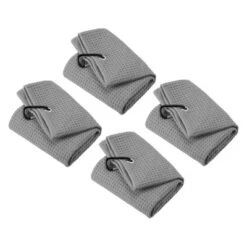 Unique Bargains Microfiber Super Absorbent Waffle Pattern Tri-Fold Golf Towels With D Hooks 4 Pcs 20"x16" -Outdoor Sports Series GUEST 3f6ab1b0 8405 4297 a3f6 f60935e7fc83