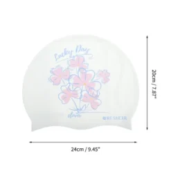 Unique Bargains Silicone Waterproof Lucky Clovers Swim Cap Blue Light Pink 1 Pc -Outdoor Sports Series GUEST 3fc0692b ba7a 453f ae08 b44e9f29b81a