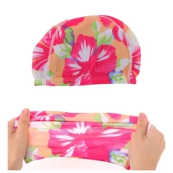 Unique Bargains Polyester Flower Pattern Swim Cap 5.91"x9.25" Rose Red 1 Pc -Outdoor Sports Series GUEST 48b44525 4dfb 40c1 b91d ea7fd70948e2