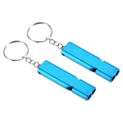 Unique Bargains Double Tubes Loud Aluminum Whistle With Lanyard Keychain 2 Pcs -Outdoor Sports Series GUEST 4956bb39 38a0 4e42 b736 ae10bccaa654