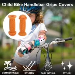 Unique Bargains Child Bike Handlebar Grips Covers 3.94" Orange 1 Pair