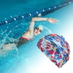 Unique Bargains Nylon Peacock Pattern Swimming Cap Assorted Color 1 Pc