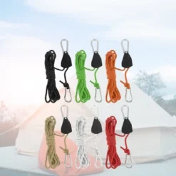 Unique Bargains Adjustable Tent Rope Hanger 1/8" 12.8ft Long 4 Pcs -Outdoor Sports Series GUEST 4b63b9f3 e710 420f a8bb eaa8c858e481
