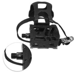 Unique Bargains Bicycle Pedals 9/16'' Spindle Platform With Toe Clips Fixed Foot Strap Cycling Parts Black 1 Pair -Outdoor Sports Series GUEST 4b7d19c8 e0f3 4202 a739 2c2300489dde
