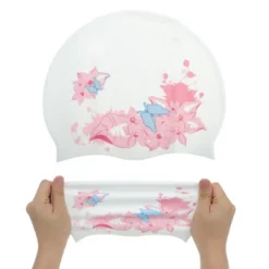 Unique Bargains Silicone Waterproof Flowers Print Swim Cap Pink White 1 Pc -Outdoor Sports Series GUEST 4d81b5fb a26e 4745 9f63 789f0c1e9c43