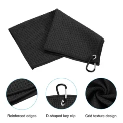 Unique Bargains Super Absorbent Waffle Pattern Tri-Fold Microfiber Golf Towels With D Clips -Outdoor Sports Series GUEST 4e64091f a89e 4a3c 9826 7340f5c9b544