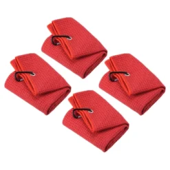 Unique Bargains Microfiber Super Absorbent Waffle Pattern Tri-Fold Golf Towels With D Hooks 4 Pcs 20"x16" -Outdoor Sports Series GUEST 4ef57de9 d832 4edf 9ba3 bcff5d4ef22c