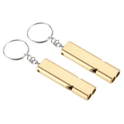 Unique Bargains Double Tubes Loud Aluminum Whistle With Lanyard Keychain 2 Pcs -Outdoor Sports Series GUEST 4f472764 d0cb 4f7b b256 06dcc3548a81