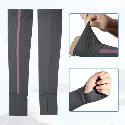 Unique Bargains 1 Pair Cooling Arm Sleeves For Women And Men Sports Arm Sleeve Gray Purple 2 Unique Bargains 1 Pair Cooling Arm Sleeves For Women And Men Sports Arm Sleeve Gray Purple - Image 2